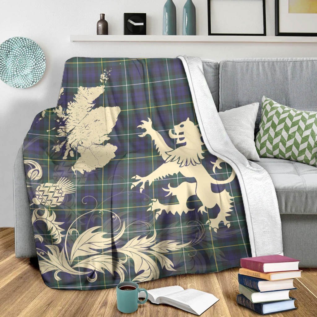 Tartan Blanket Campbell Argyll Modern Tartan Scotland Lion Thistle Map Plaid Blanket