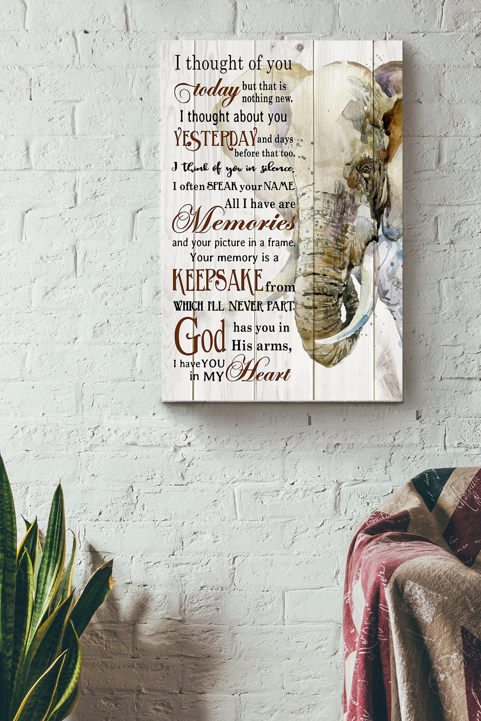 I Thought Of You Today Elephant Watercolor Art Poster Wrapped Canvas