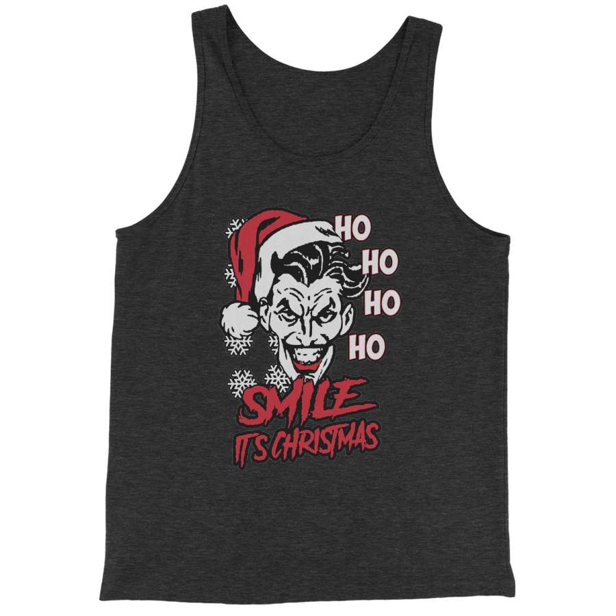 Smile It’s Christmas Joker Ugly Christmas Jersey Tank Top for Men