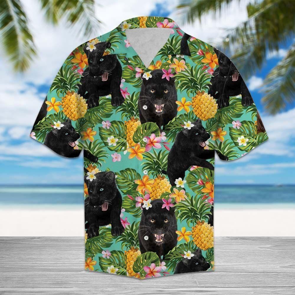 Tropical Pineapple Panther Aloha Hawaiian Shirt Colorful Short Sleeve Summer Beach Casual Shirt For Men And Women