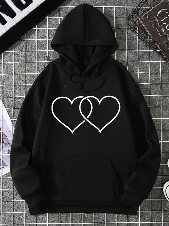 Heart Print Hoodie Noo1