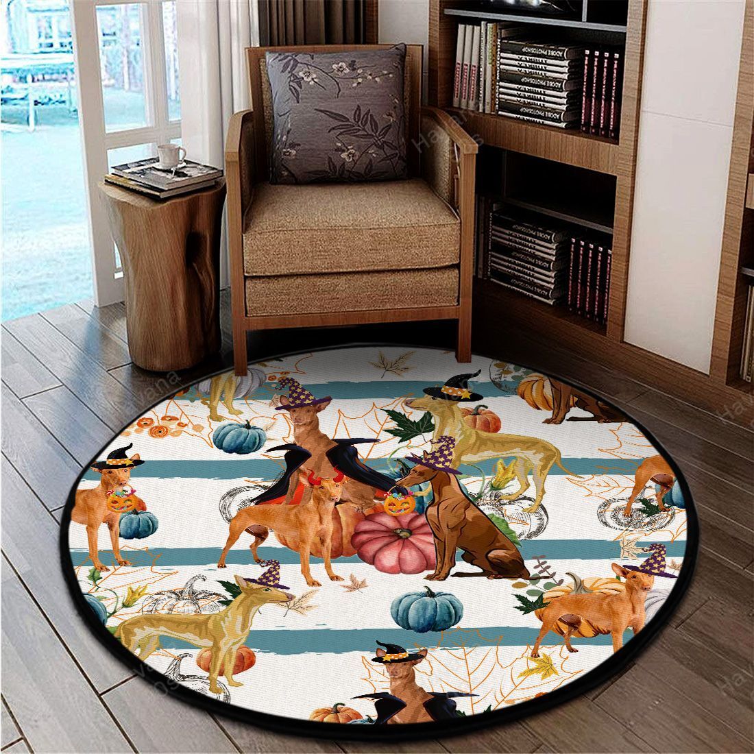 Pharaoh Hound Rug Halloween Pumpkin Retro