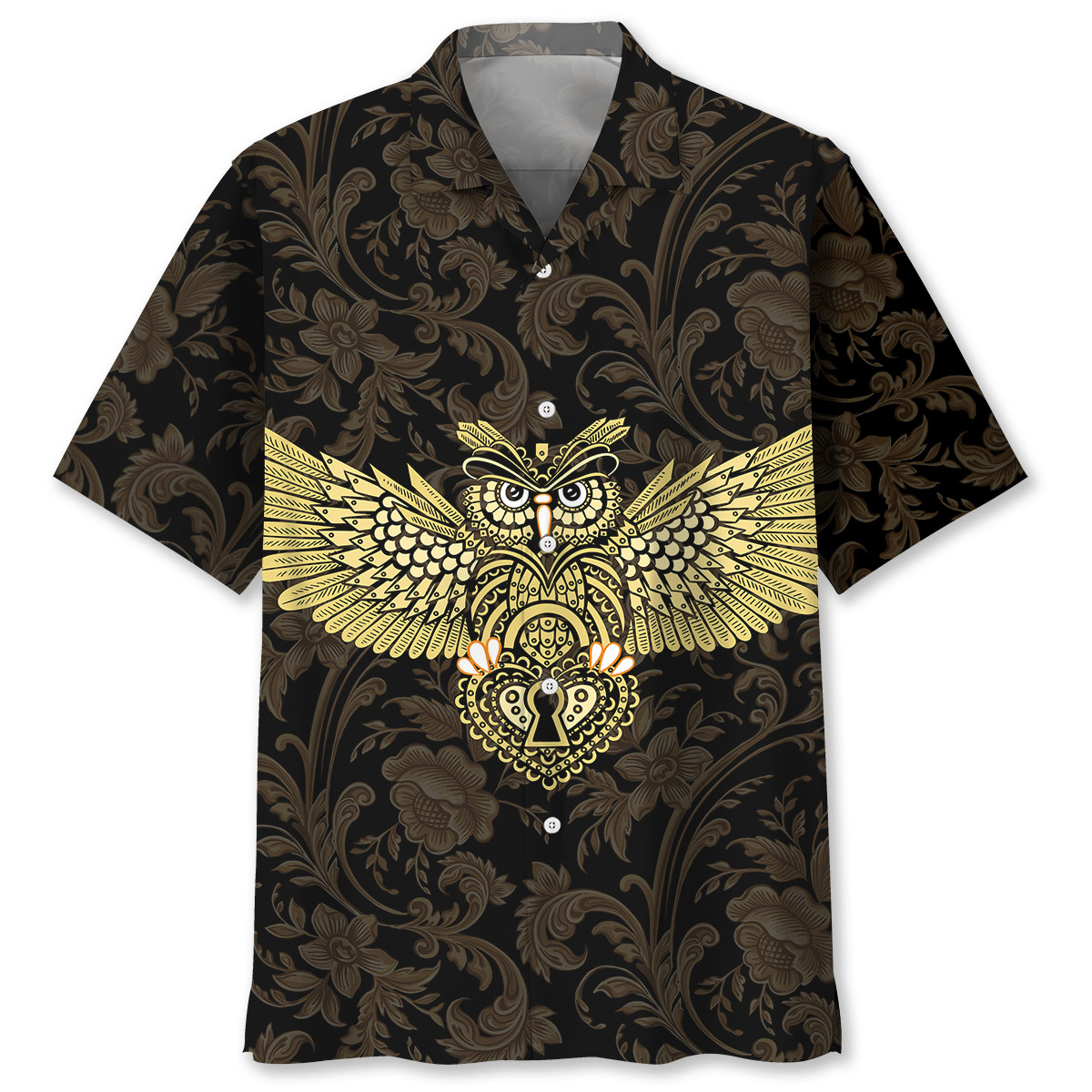 Owl Golden Pattern Hawaii Shirt Ha4702