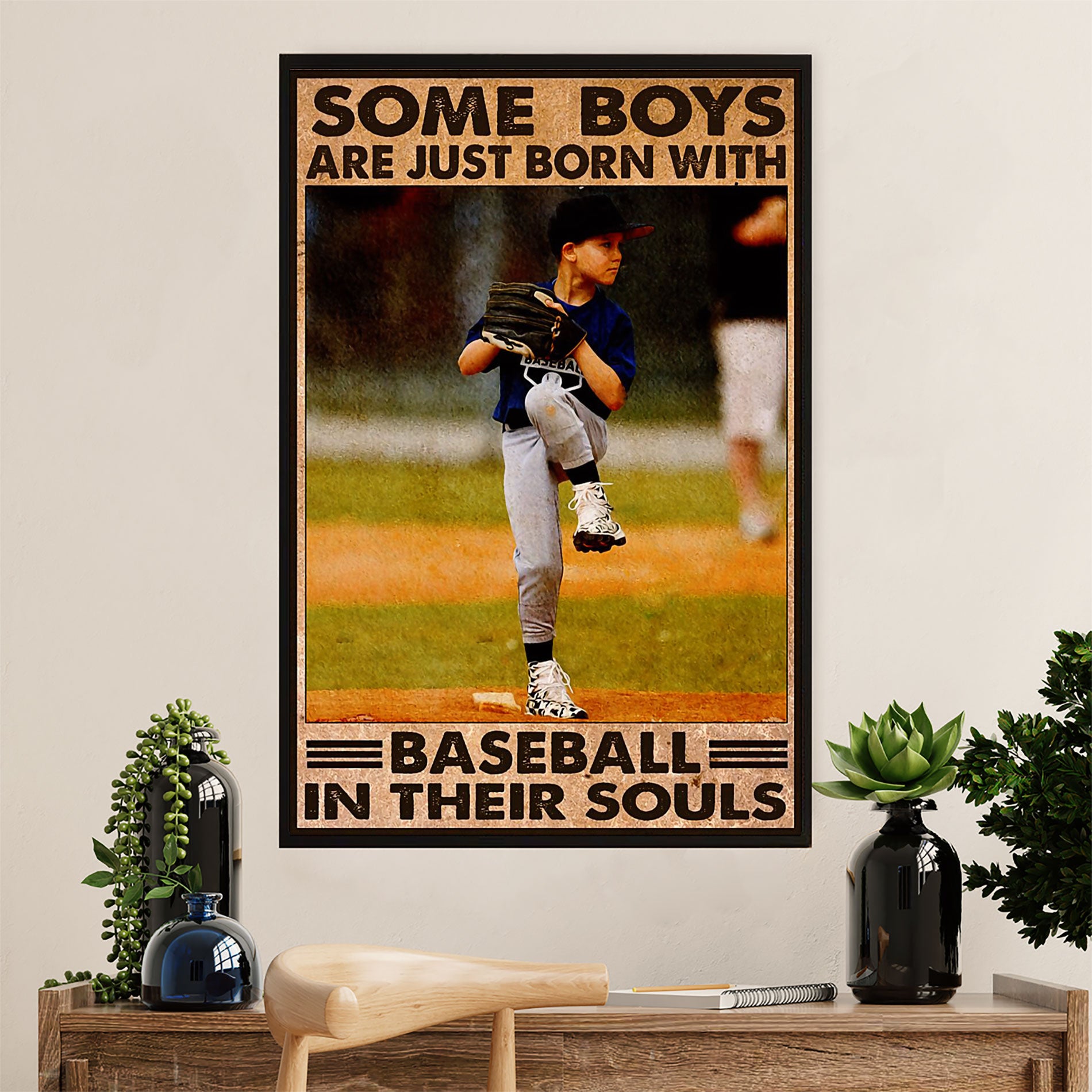 Baseball Poster Prints Wall Art | Boy Born With Baseball | Home Décor Gift For Baseball Player