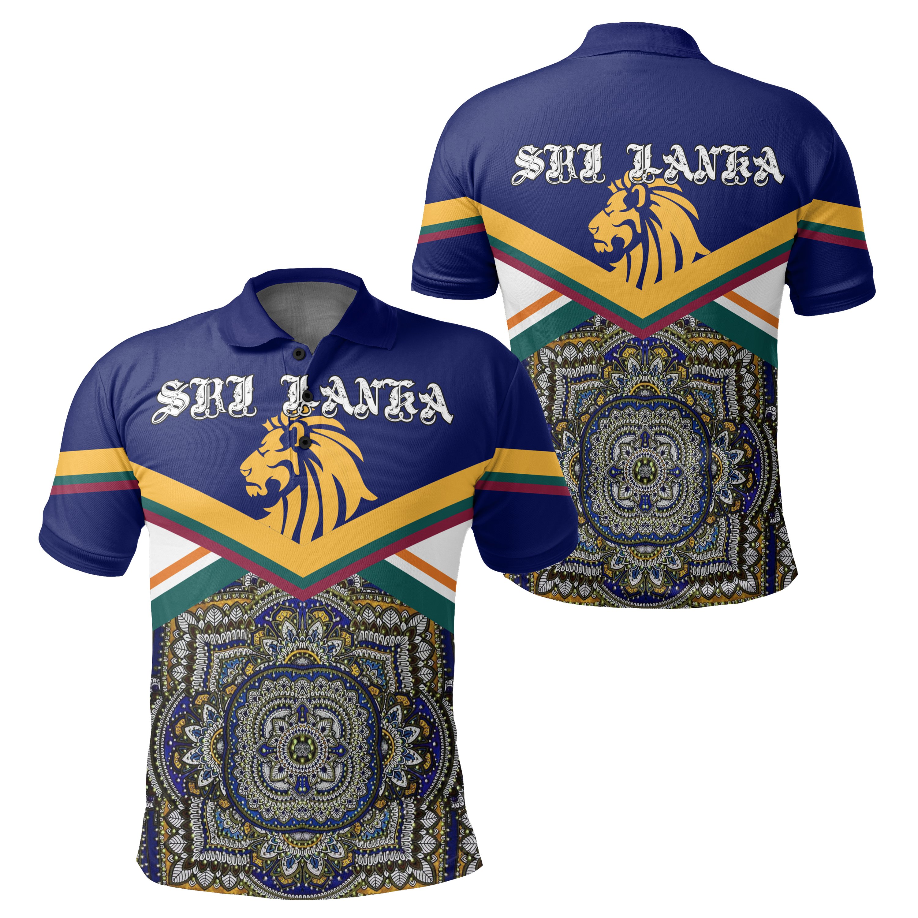 1sttheworld Sri Lanka Lion Mandala Polo Shirt – J5