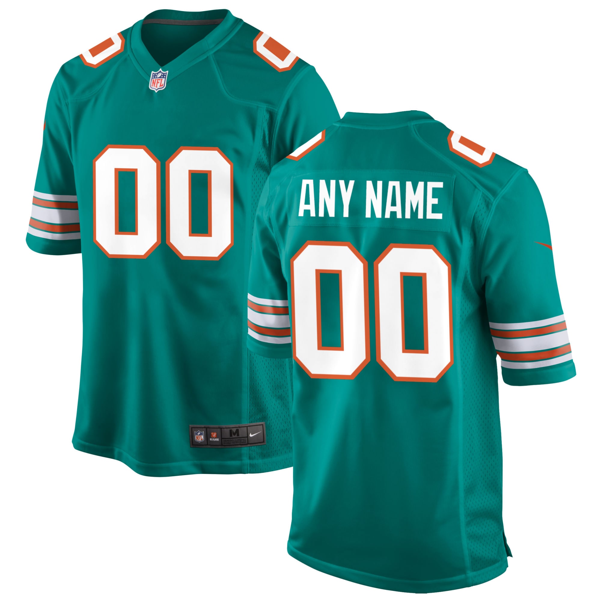 Men’s Miami Dolphins Aqua Alternate Custom Game Jersey