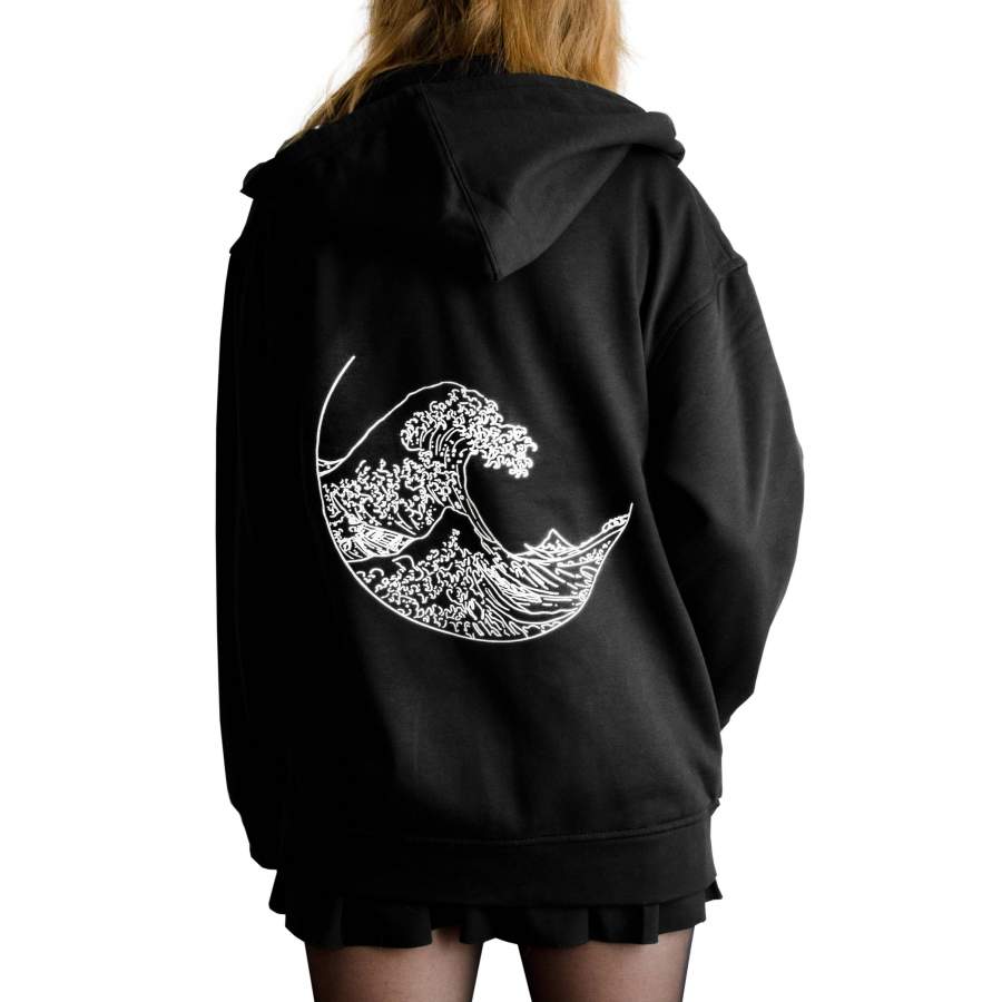 The Great Wave Print Hoodie Back