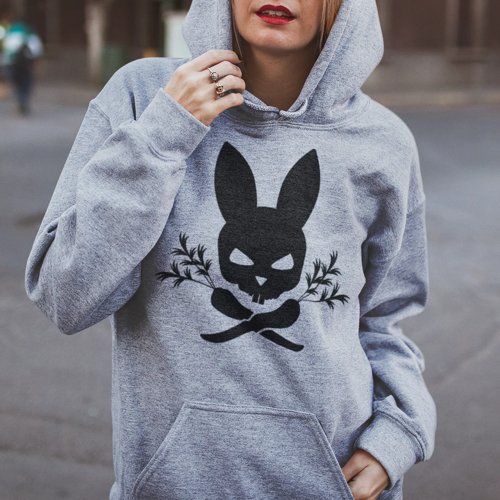 Bunny Skull & Carrot Crossbones Unisex Hoodie