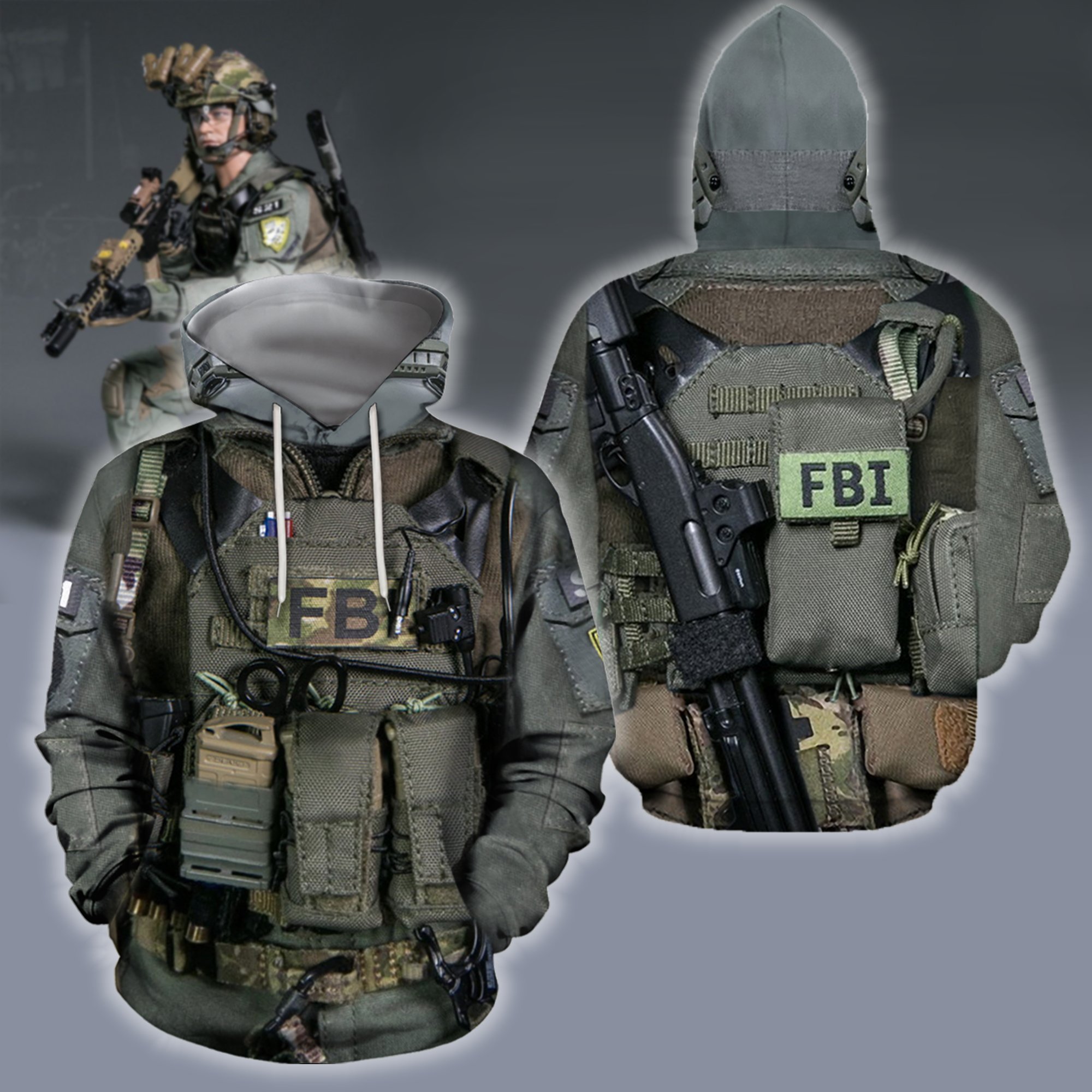 3D All Over Printed U.S Fbi Team