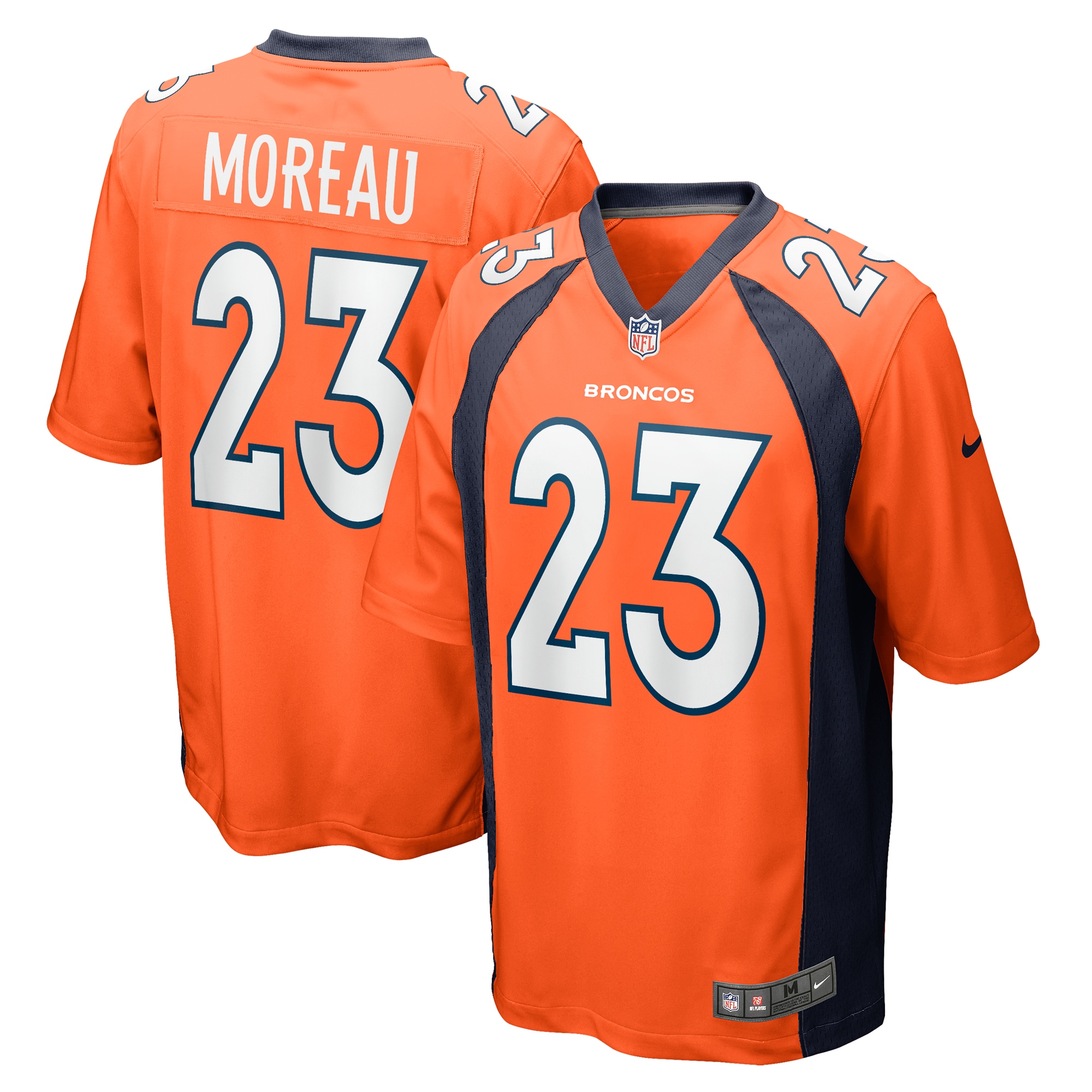 Men’s Denver Broncos Fabian Moreau  Orange Team Game Jersey