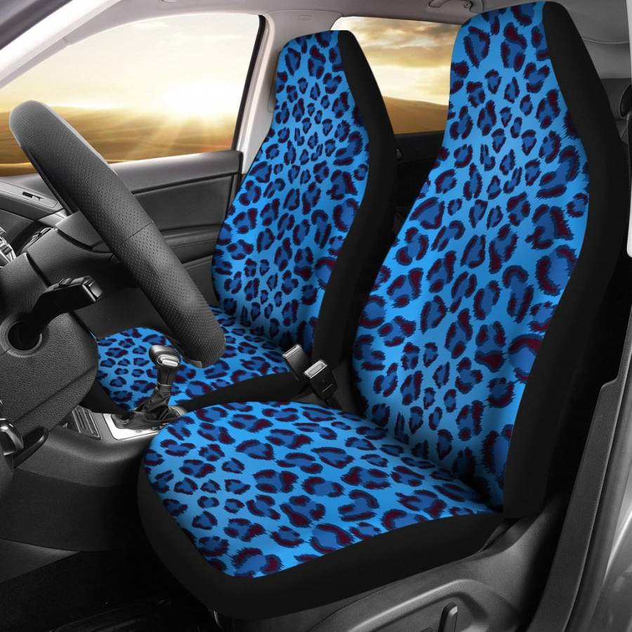 Blue Cheetah Leopard Pattern Print Universal Fit Car Seat Cover