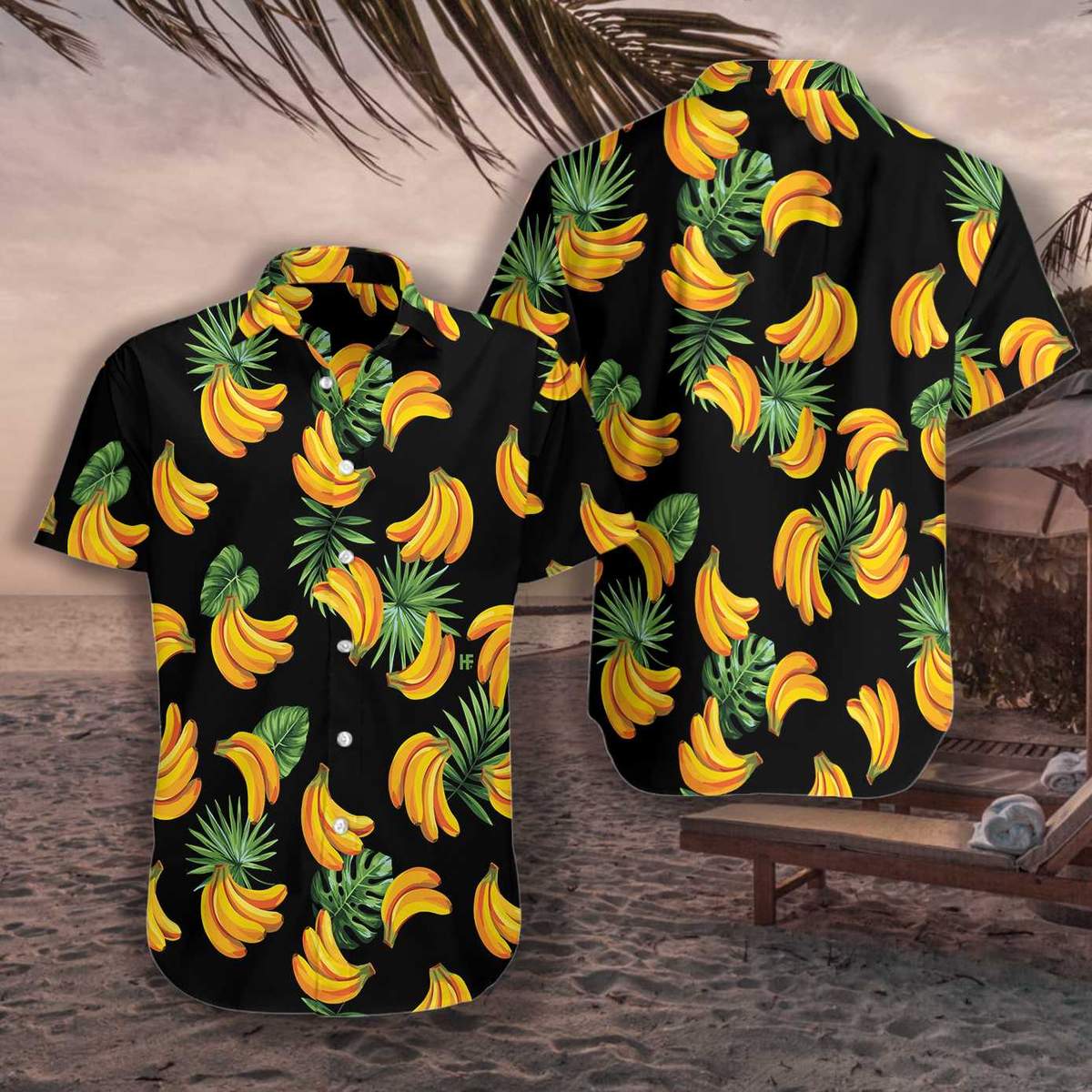 Banana And Tropical Palm Leaves Hawaiian Shirt – For Men And Women