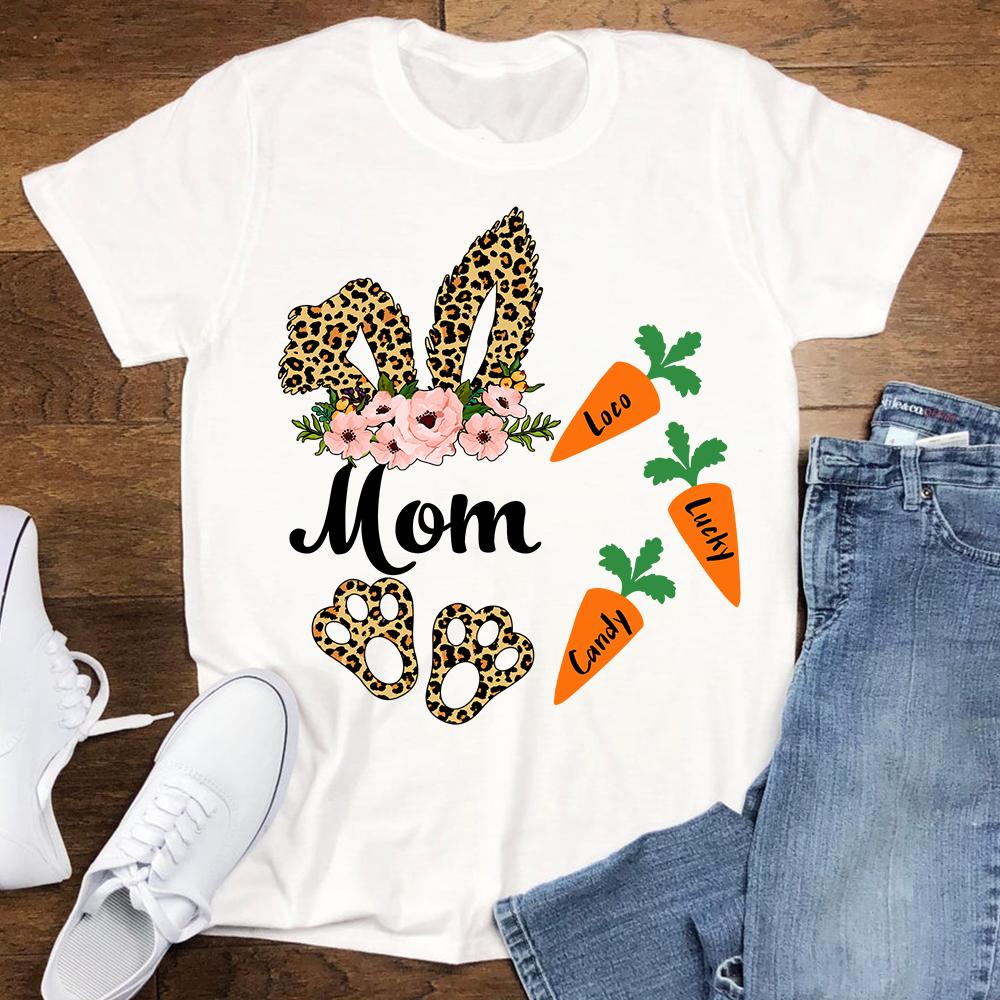 Custom personalized bunny rabbit T shirt unique mother’s day gift, meaningful motherhood day presents, birthday gift for mom ideas from daughter & son kids, gifts for rabbit lovers – Flower Leopard Bunny Mom – Personalizedwitch