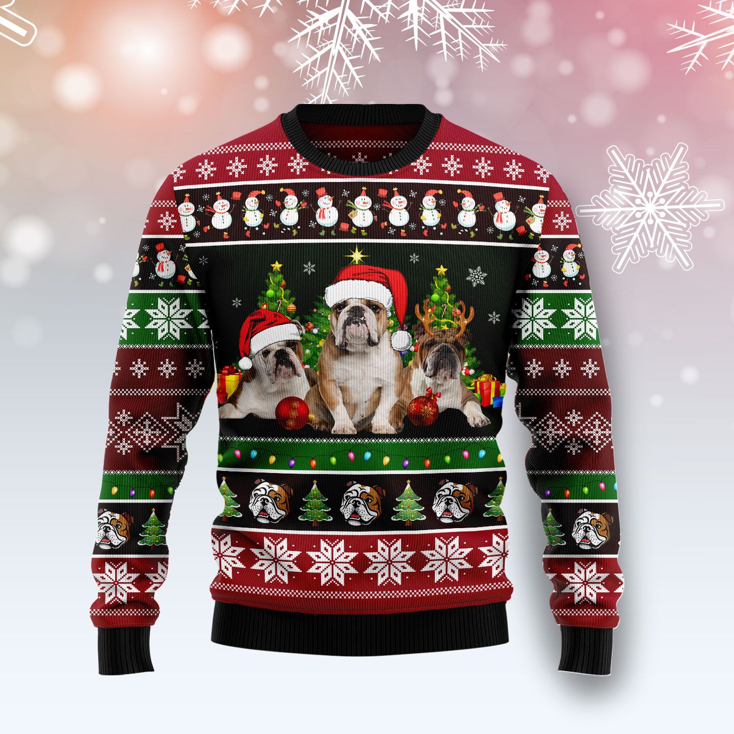 Bulldog Group Beauty Ugly Christmas Sweater | For Men & Women | Adult | Us5802