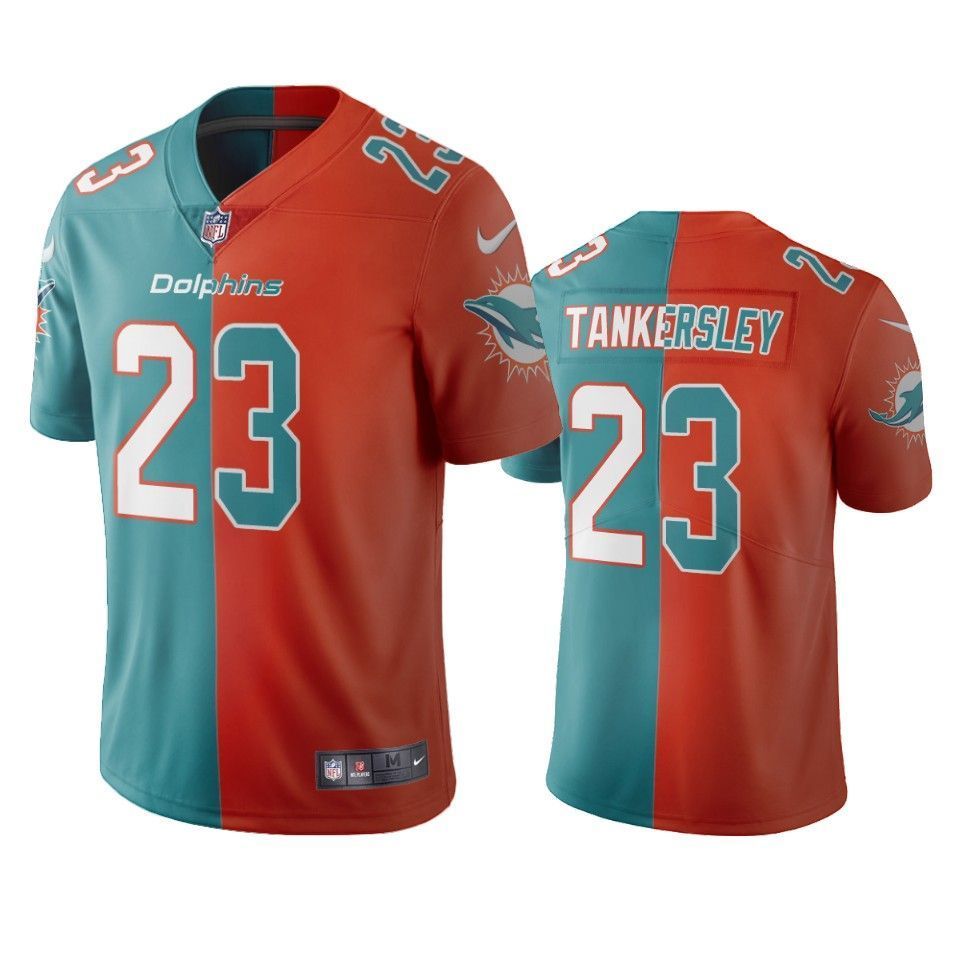 Dolphins Cordrea Tankersley Vapor Limited Aqua Orange Two Tone Mens Jersey