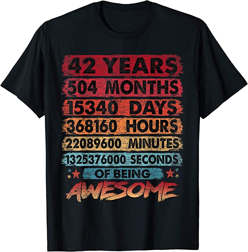 42nd Birthday 42 Years Old Vintage Retro 504 Months Birthday T-Shirt