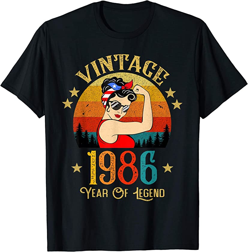 35th Birthday Gift 35 Years Old For Women Retro Vintage 1986 T-Shirt