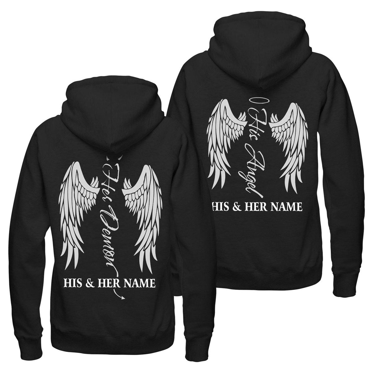 Personalized Her Demon And His Angel Hoodie, Couple Demon Angel Hoodie, Couple Valentine Hoodie, Husband Wife Hoodie