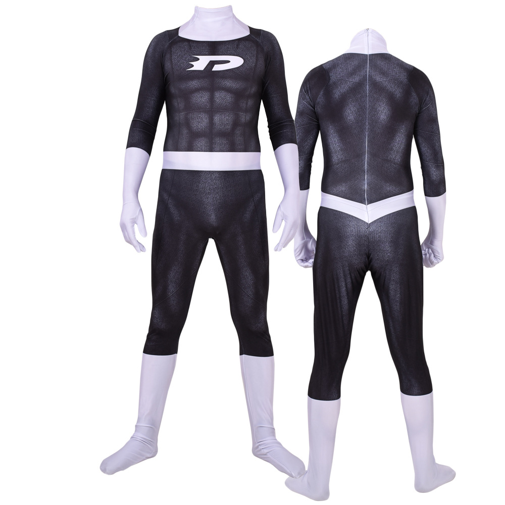 Adults Kids Danny Phantom Cosplay Costume Printed Superhero Halloween Bodysuit Zentai Suits alx