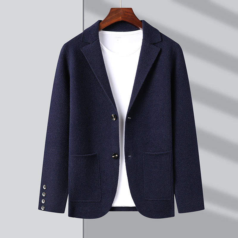 Top Grade New Autum Winter Brand Fashion Slim Fit Knit Blazer Mens Top Cardigan Sweater Casual Coats Jacket Mens Clothes 2022 alx