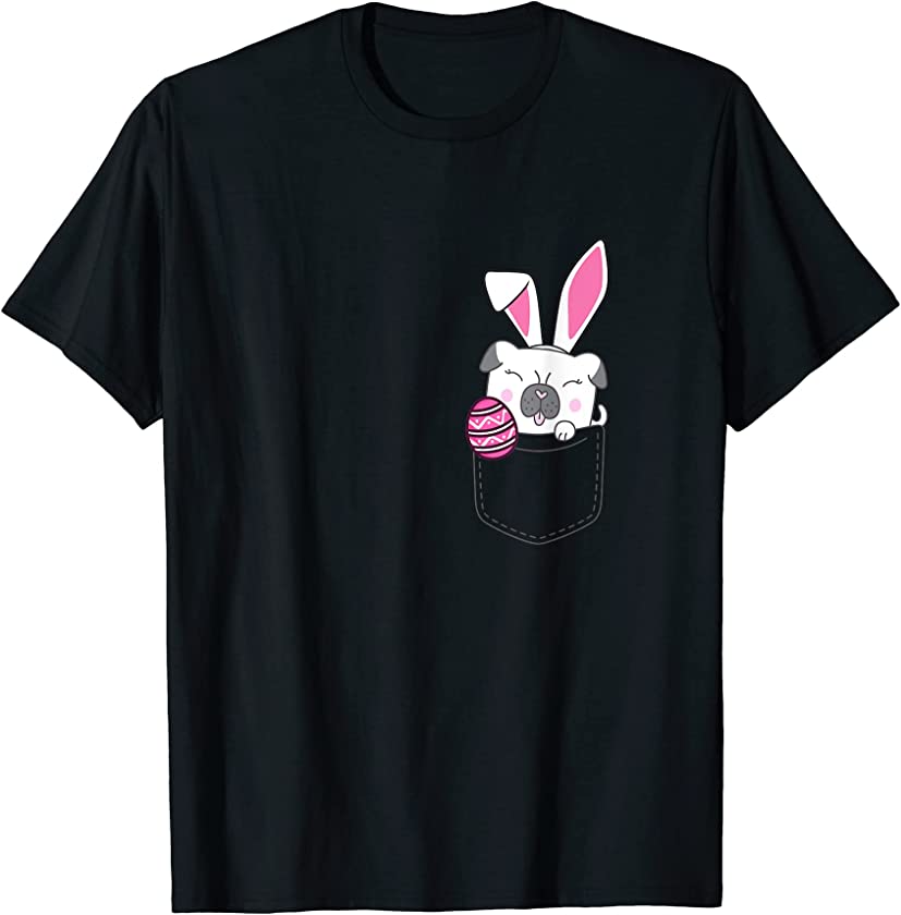 Pocket Easter Pug Feet Bunny Dog Lover Owner Easter Day Cute T-Shirt