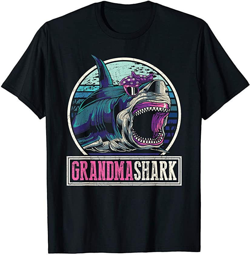 Retro Animal Grandmother Mothers Day Gift Grandma Shark T-Shirt