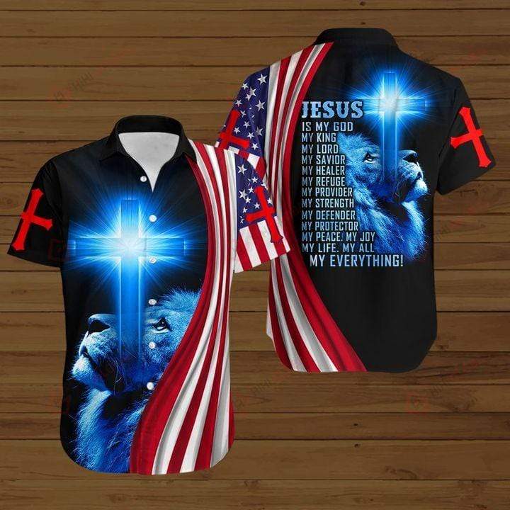 4Th July Lion Cross Jesus Is My Everything Hawaiian Shirts #Kv