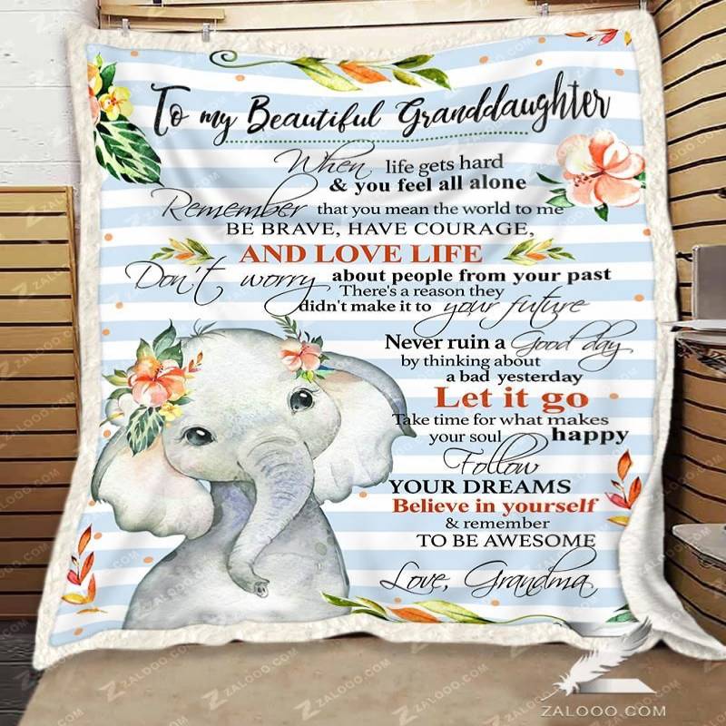 For Granddaughter From Grandma Elephant Remember To Be Awesome CL26110356MDF Sherpa Fleece Blanket