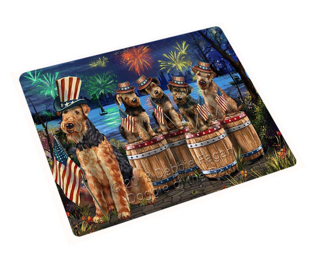 4Th Of July Independence Day Fireworks Airedale Terriers At The Lake Blanket Blnkt75117