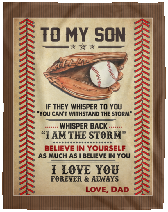 Baseball From Dad To My Son – Best Idea Gift For Dad, Gift For Home Decor, Gift For Family  – Fleece Blanket