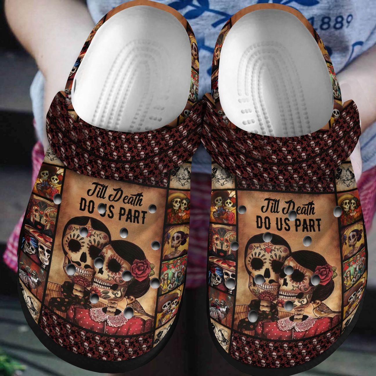 Skull Personalized Clog, Custom Name, Text, Color, Number Fashion Style For Women, Men, Kid, Print 3D Till Death Do Us Apart