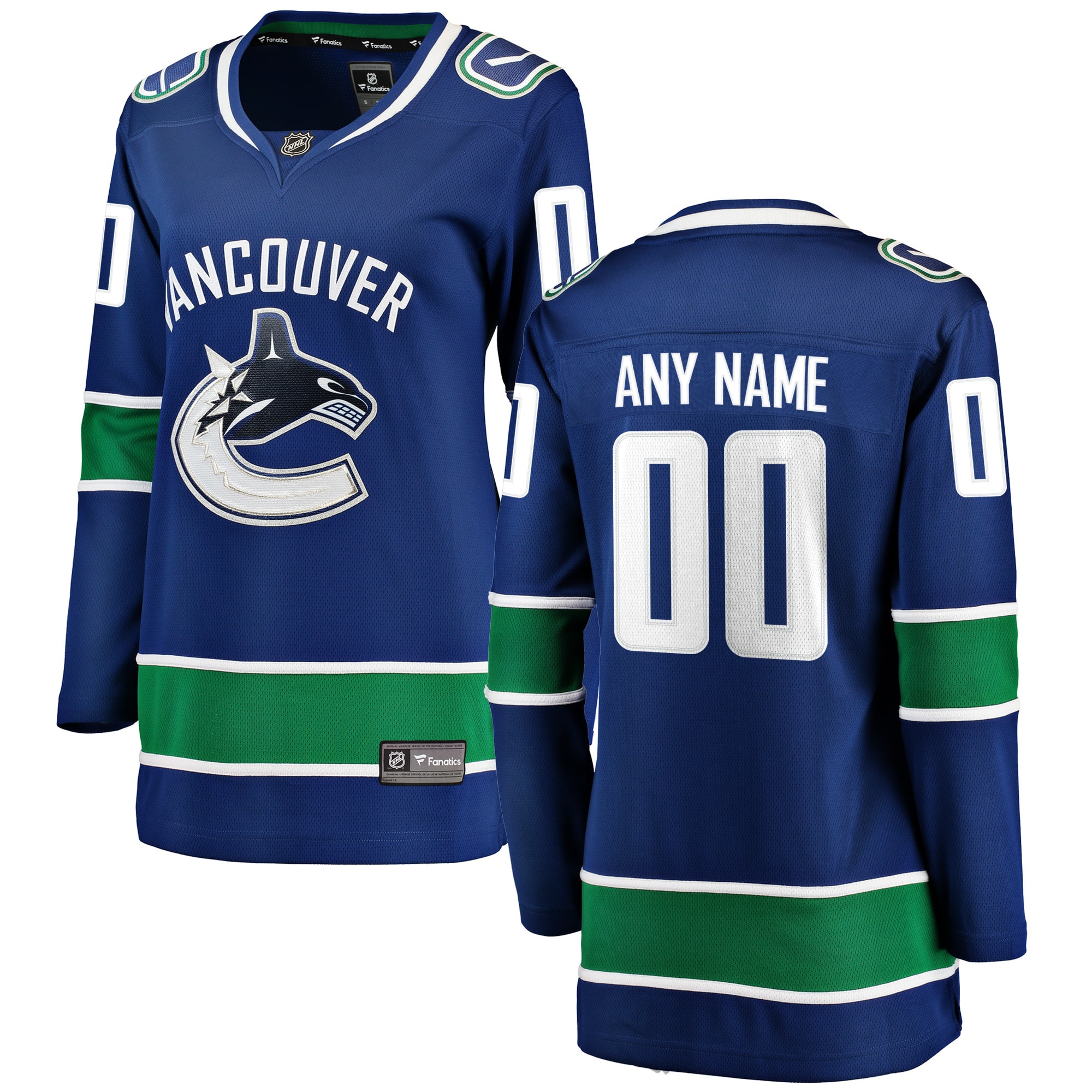 Vancouver Canucks Branded Women's Home Breakaway Custom Jersey – Blue