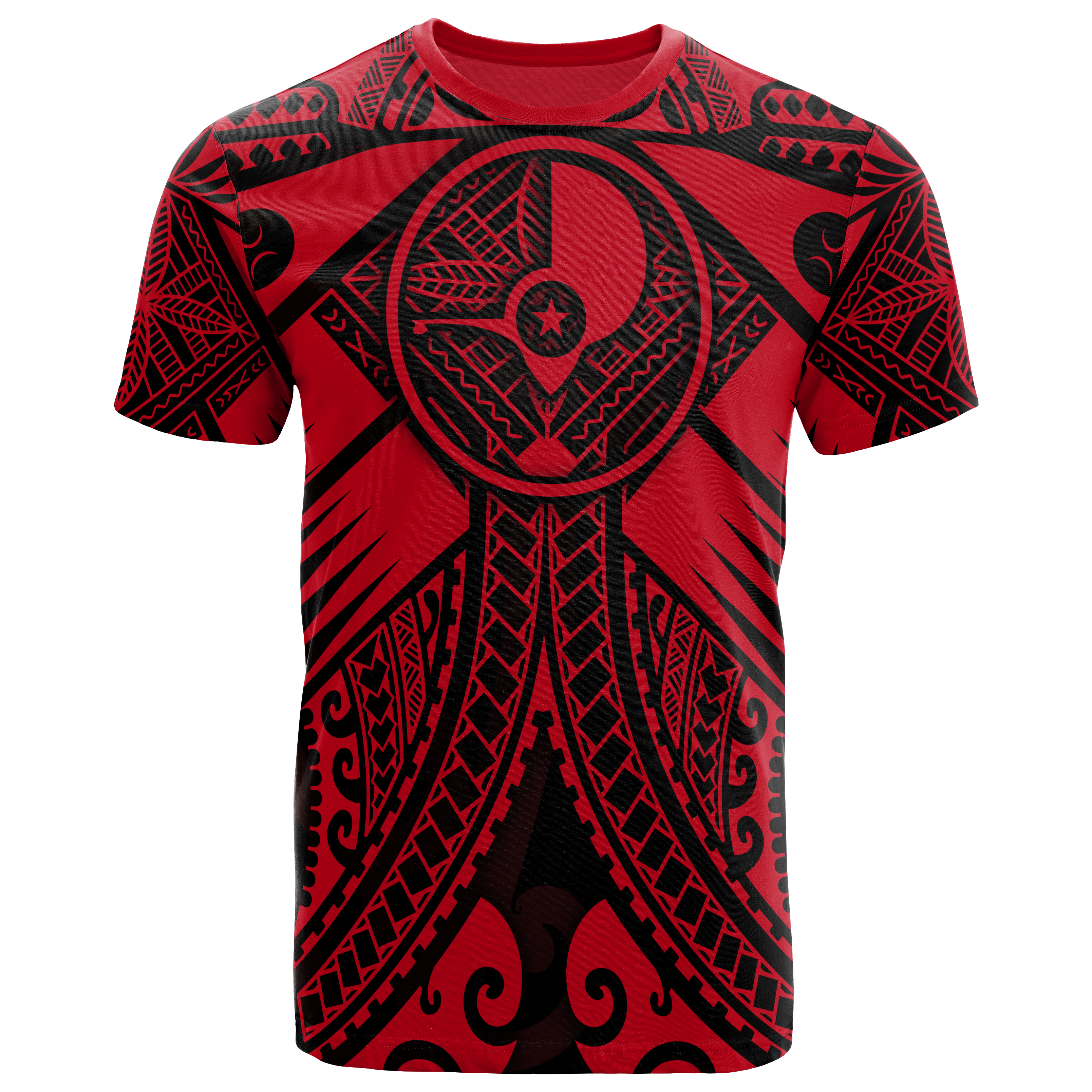 YAP T-Shirts – Red Seal with Polynesian Tattoo – BN18