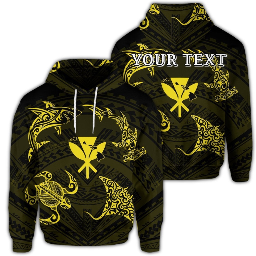 (Personalised) Polynesian Turtle Hammerhead Shark Ray Kanaka Hawaii Hoodie Circle Yellow – Ah