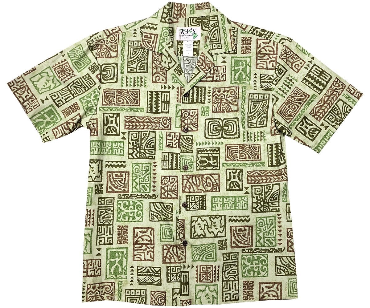 Ancient Stories Green Hawaii Summer Shirt Ha2784