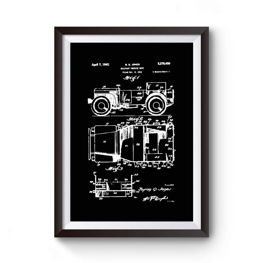 Jeep Vintage Patent Art From The Archives Of The United States Patent Office Poster