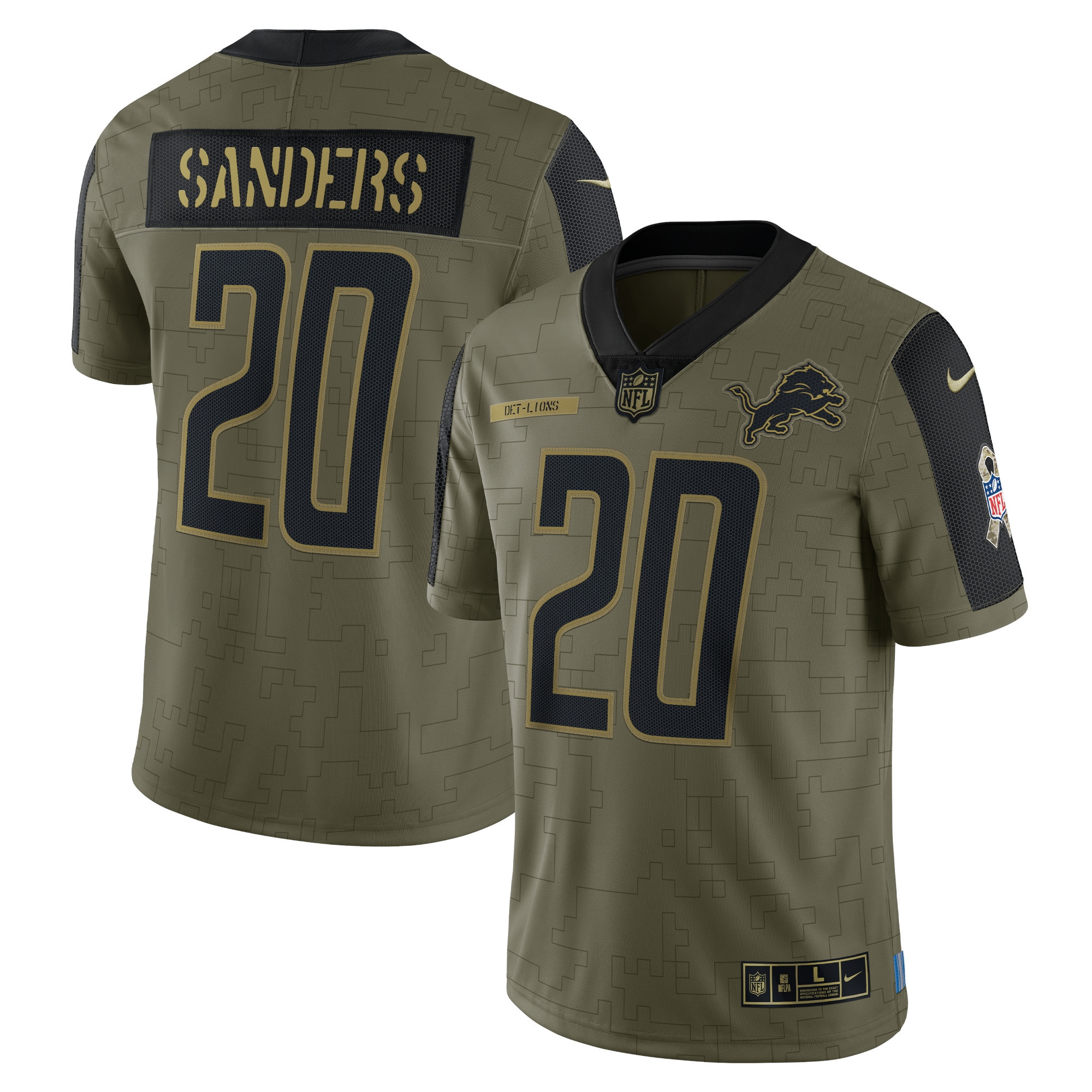 Barry Sanders Detroit Lions 2021 Salute To Service Retired Player Limited Jersey – Olive NFL