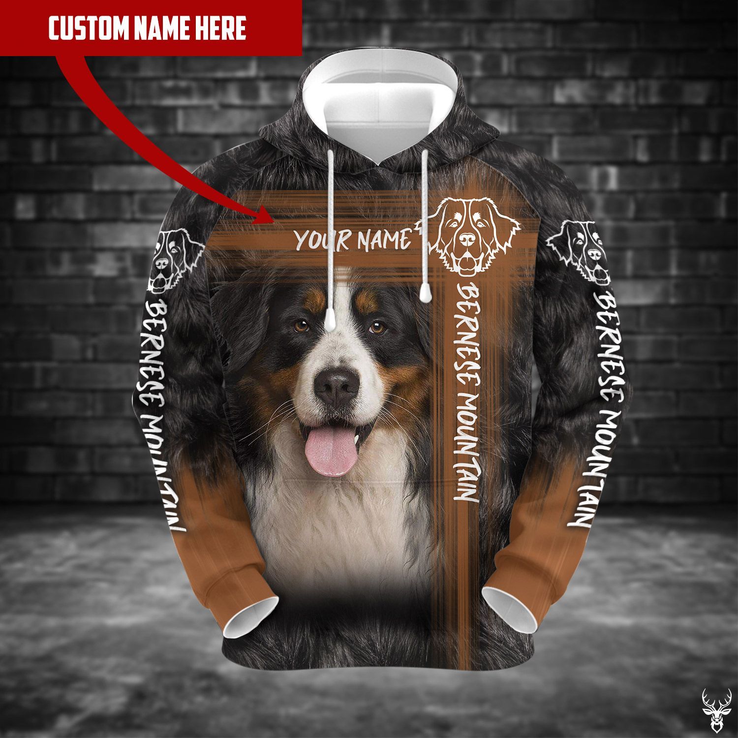 TJJ242009Y02HJ BERNESE MOUNTAIN CUSTOM NAME HOODIE QQ