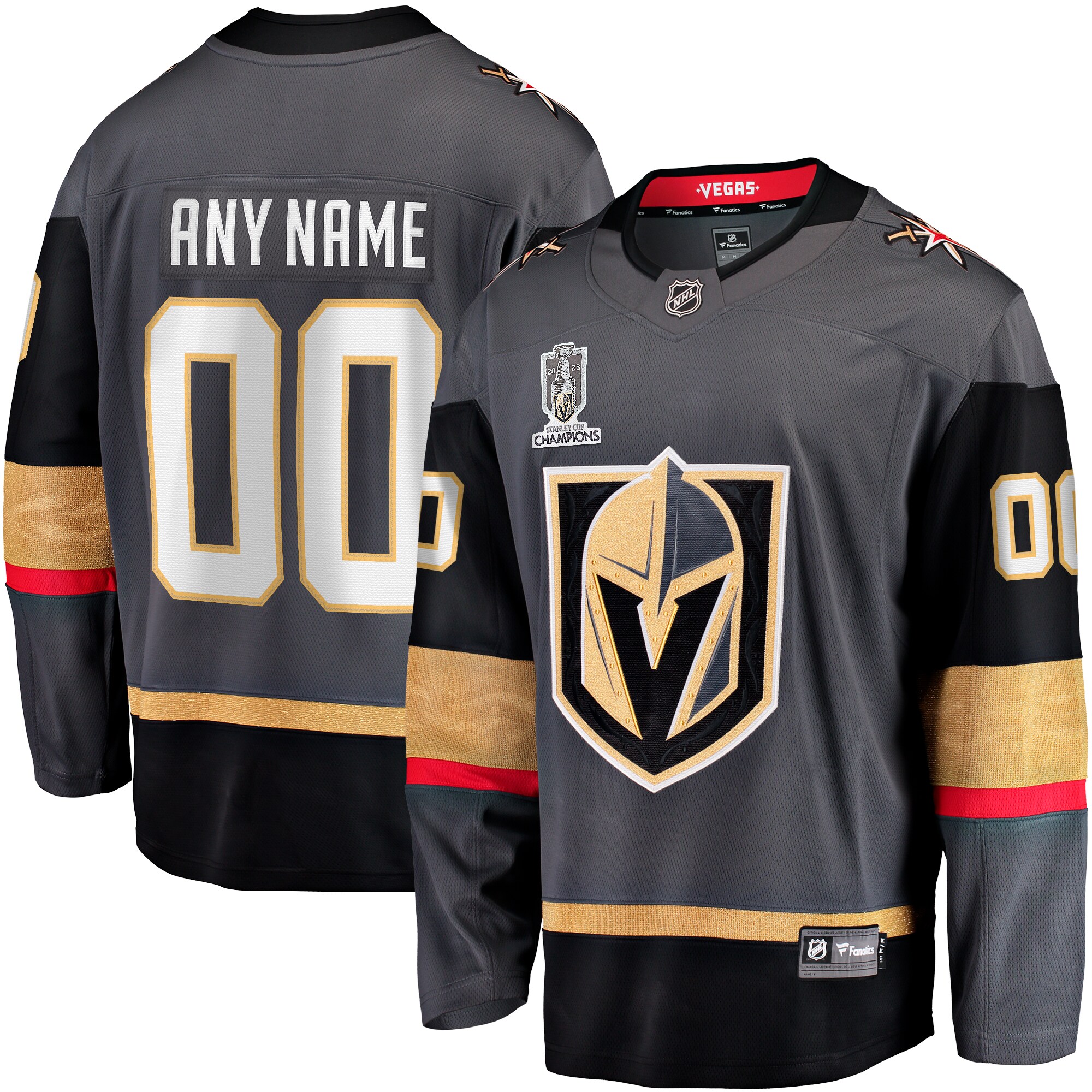 Men's Vegas Golden Knights Black 2023 Stanley Cup Champions Alternate Breakaway Custom Jersey