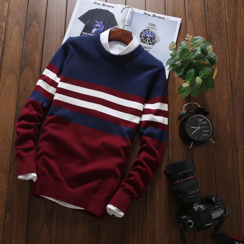 2021 Men’s Sweaters Male Knitwear Sweater Warm Patchwork Round Collar Cotton Casual Wool Pullovers Mens Brand Plus Size 5XL alx