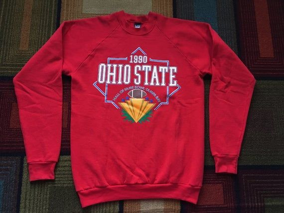 Vintage 90S Ohio State Buckeyes Football Crewneck Shirt 1990 Hall Of Fame Bowl Auburn Screen Stars Shirt