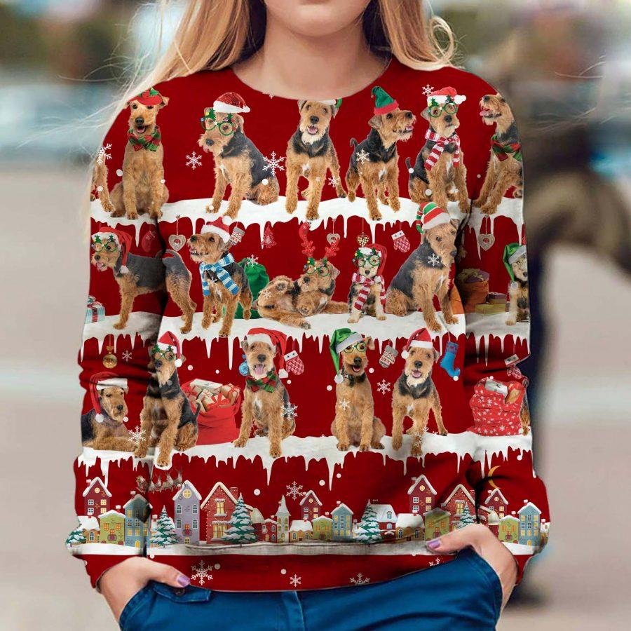 Welsh Terrier – Snow Christmas – Premium Dog Christmas Ugly Sweatshirt, Dog Ugly Sweater