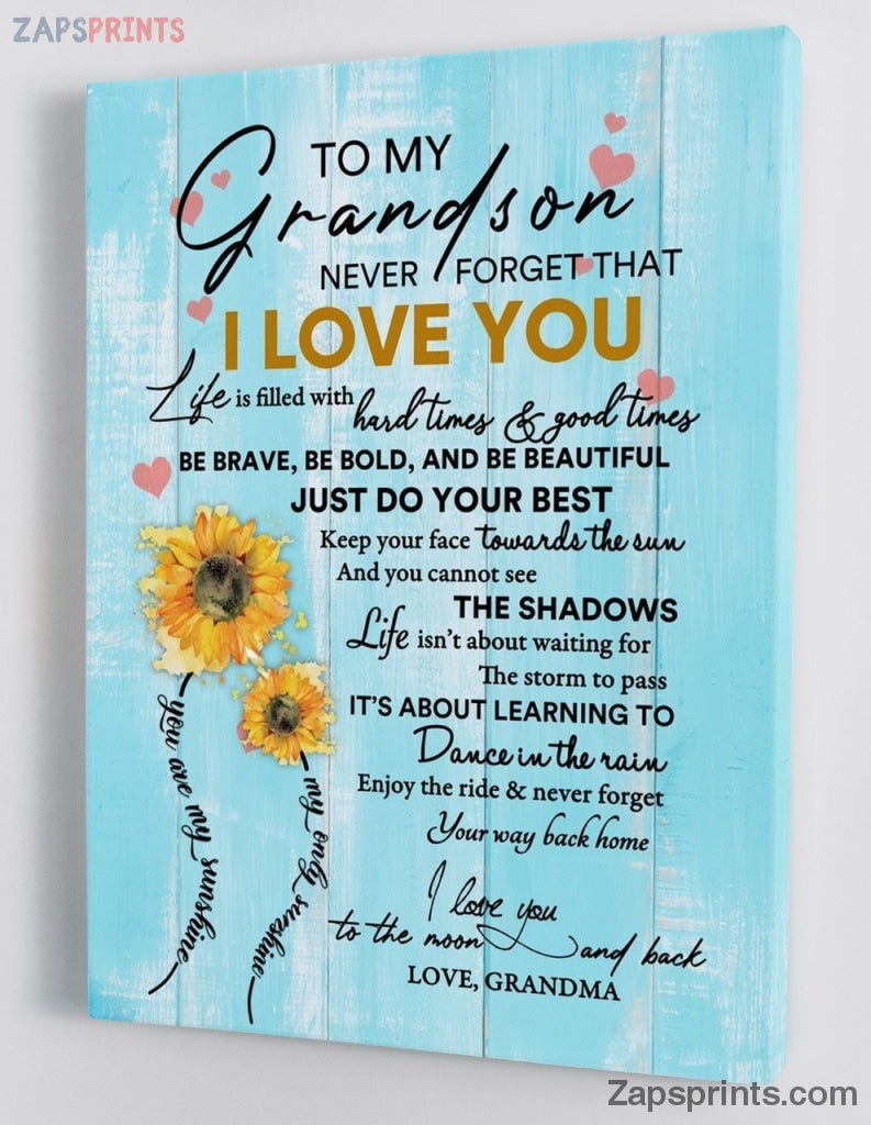 Grandchildren Canvas  – To My Grandson – From Grandma – Framed Canvas Gift Gms018 – Drandkids Canvas Artblankets.