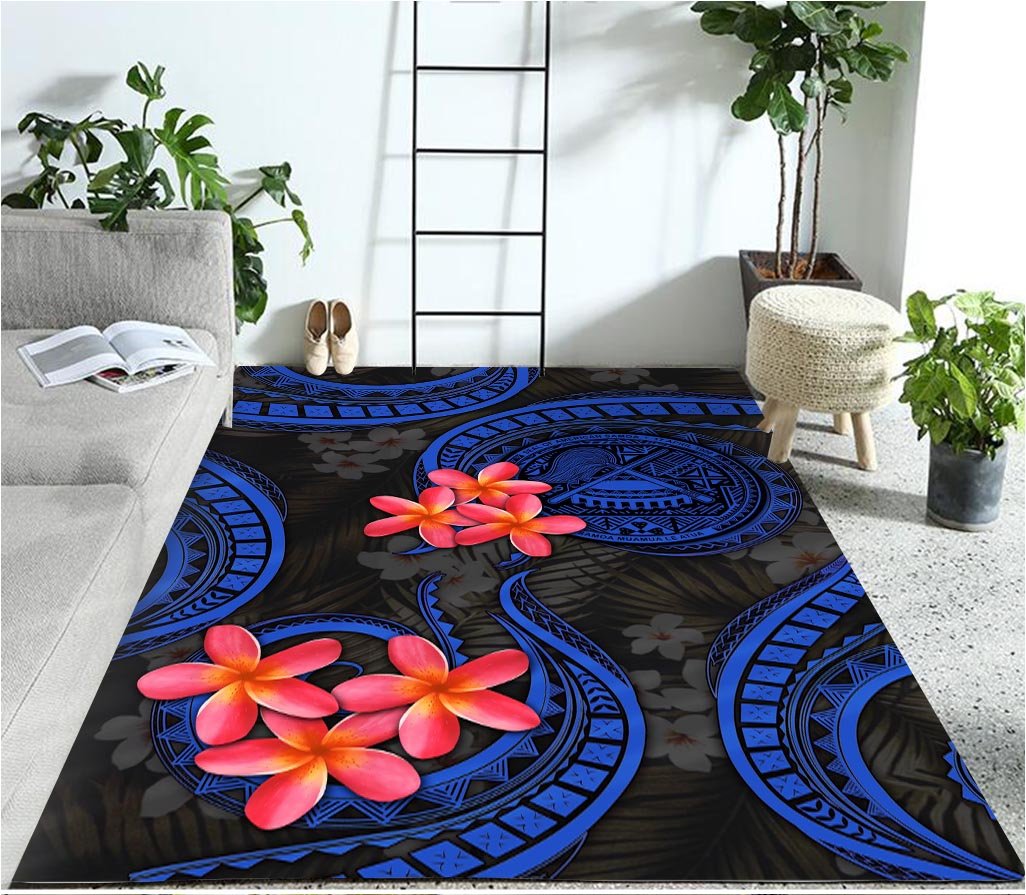 American Samoa Polynesian Plumeria Pattern RUG