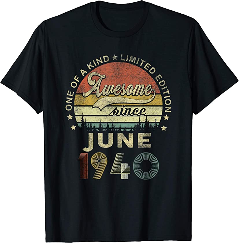 Vintage June 1940 Retro 81 Year Old 81st Birthday Idea T-Shirt