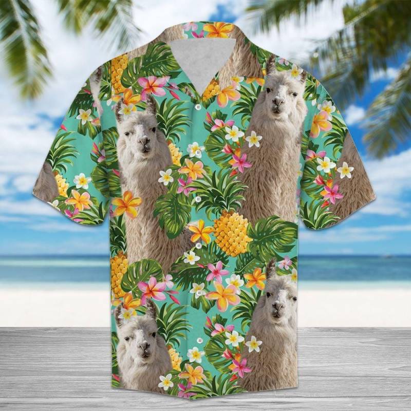 Artsyhomes Tropical Pineapple Llama Hawaiian Ha41150