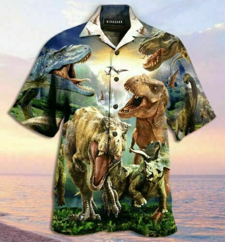 Dinosaur I Am Roarsome Graphic Print Short Sleeve Hawaii Casual Shirt Ha2705