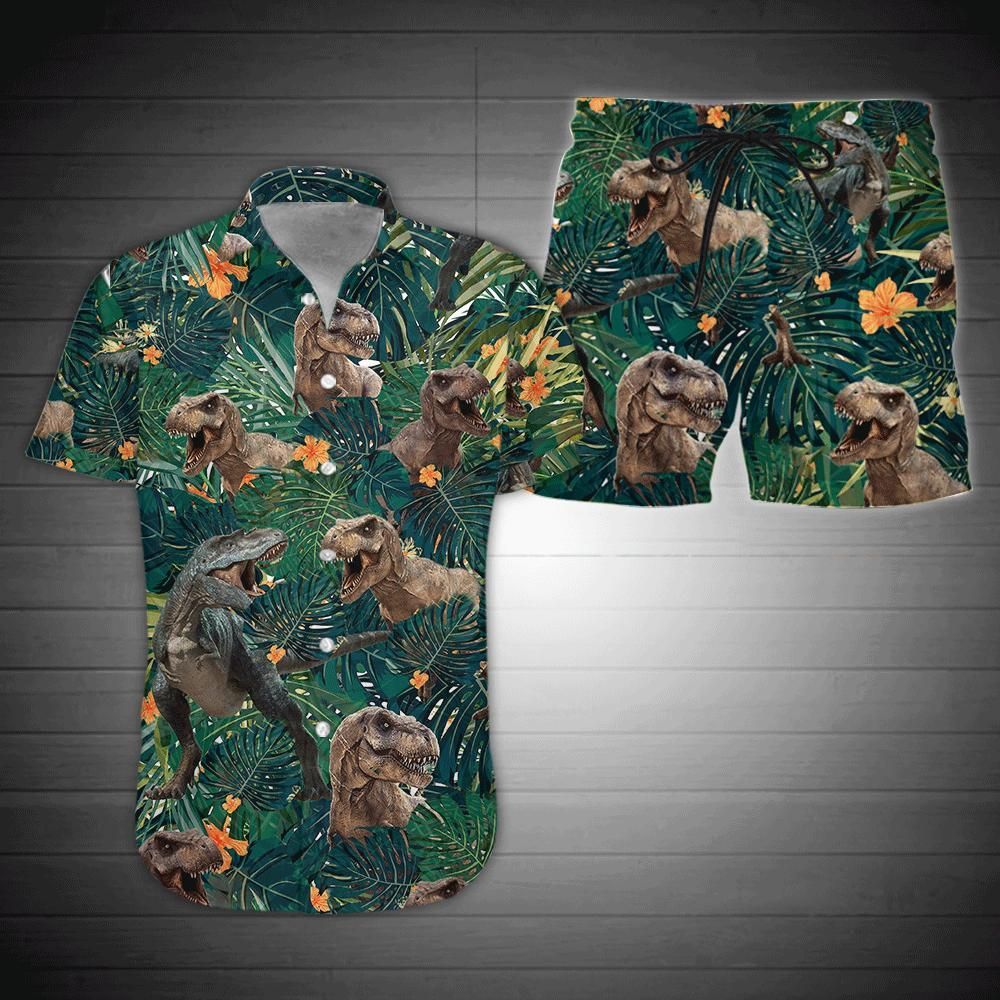 Check out this awesome Dinosaurs T-rex Tropical Hawaiian Aloha Shirts