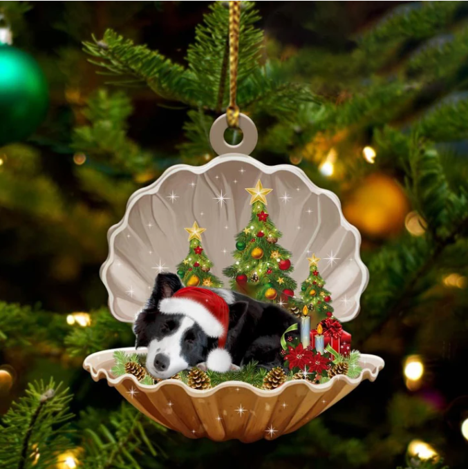 Border Collie-Sleeping Pearl In Christmas Two Sided Ornament