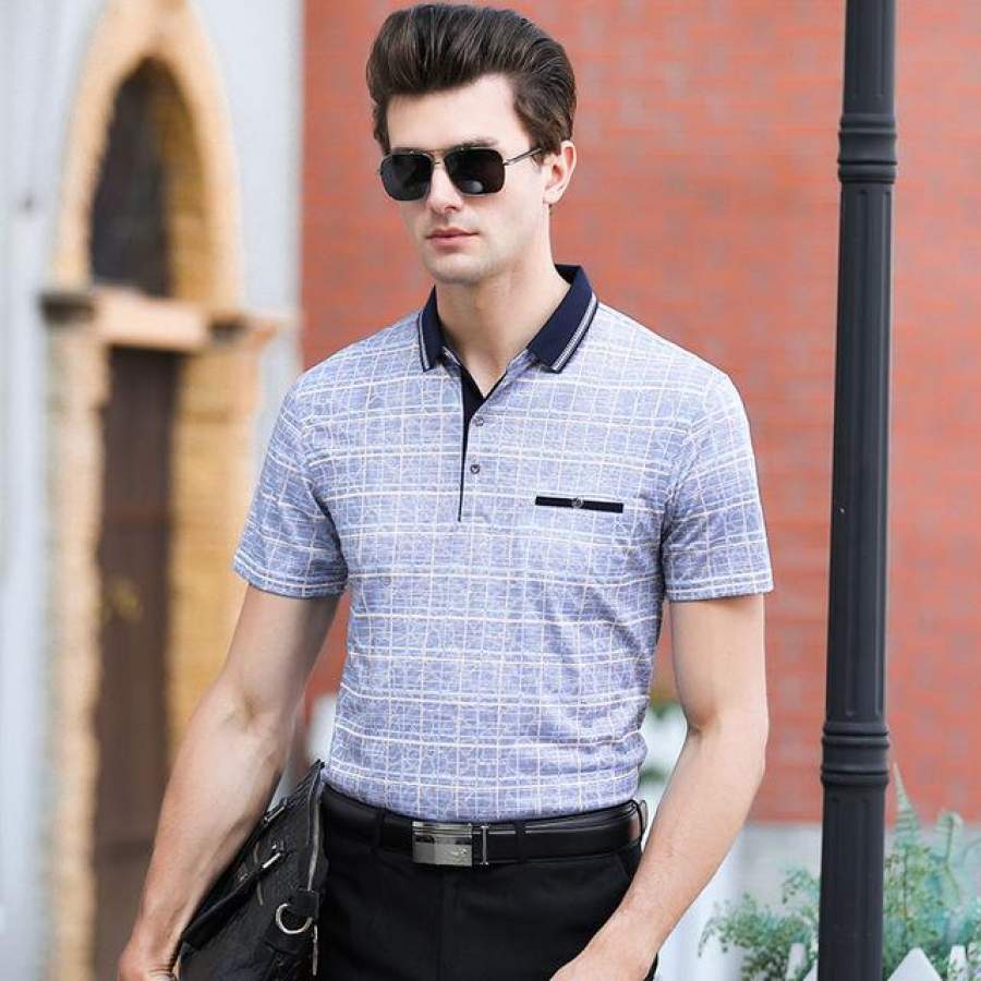 Polo Shirt Men Plaid Mens Polo Men Designer With Short Sleeve Business Style Summer Men Clothes